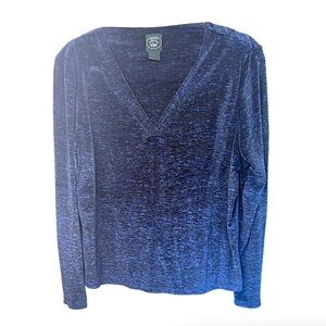Laura Ashley Y2K Blue Velour V-Neck Top Women’s Medium Soft Cozy